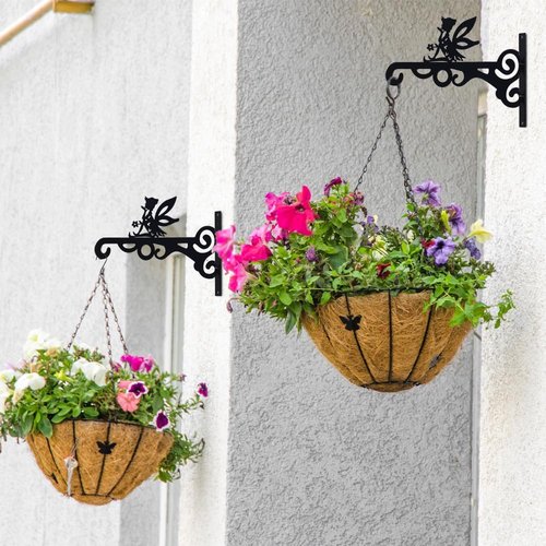 Hogardeck Metal Plant Hangers - 10” Outdoor Decor Hooks for Hanging Plants & Bird Feeders | 2 Pack