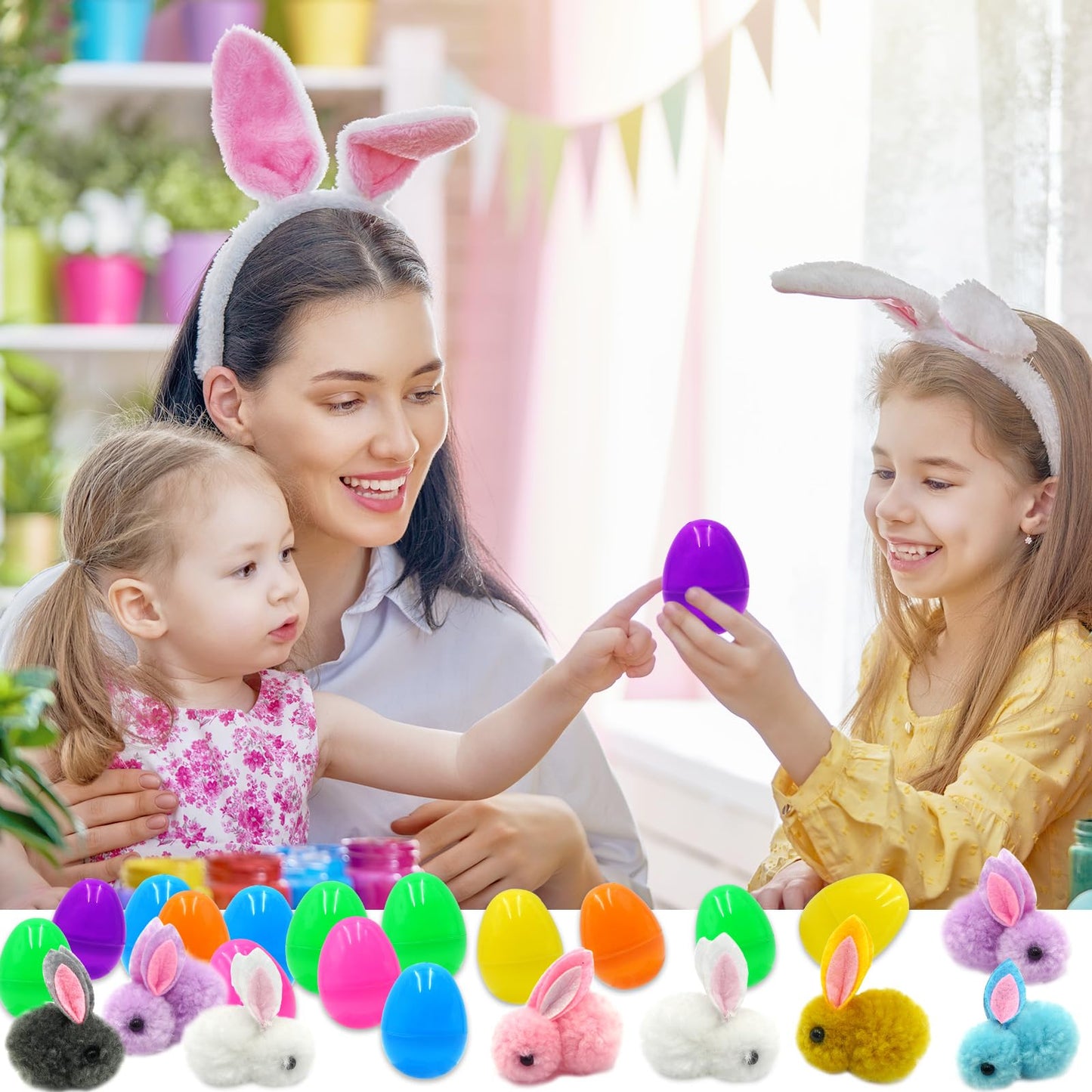 Olixmlya 24 Pack Easter Egg Fillers Plush Bunny Toys, Easter Eggs Filled Mini Colorful Bunny Filled for Kids Toddler Teens Boys Girls Easter Basket Stuffers Easter Party Favors
