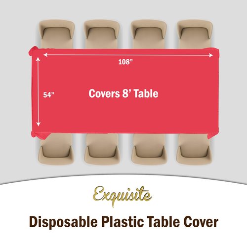 Exquisite 12-Pack Premium Plastic Tablecloth Premium Aqua Blue Table Cover, Pack of 12