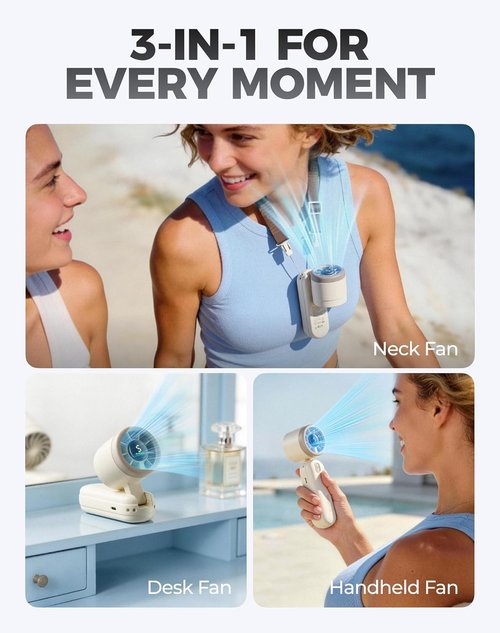 Diveblues Handheld Fan - 3-in-1 Portable Turbo Fan with LED Display | 12-Hour Max Cooling, 4000mAh Battery