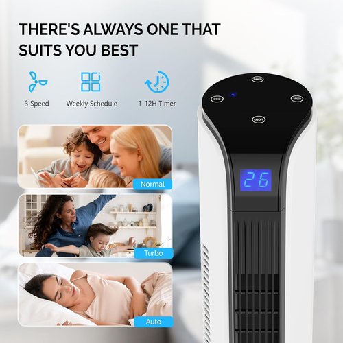 Bonnlo 42" Smart Tower Fan - Quiet Oscillating Floor Fan with APP & Remote Control, 3 Modes, 3 Speeds, 12H Timer