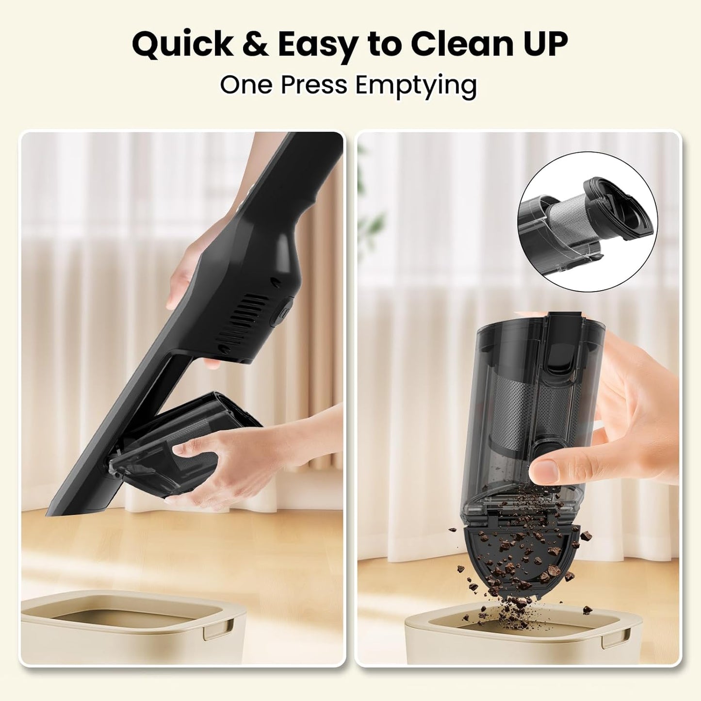 Sweepcent Handheld Vacuum - Cordless 24Kpa Car Vacuum with Brushless Motor & Charging Dock | Lightweight 1.5lbs, 2-Speed for Home & Pet (Black)