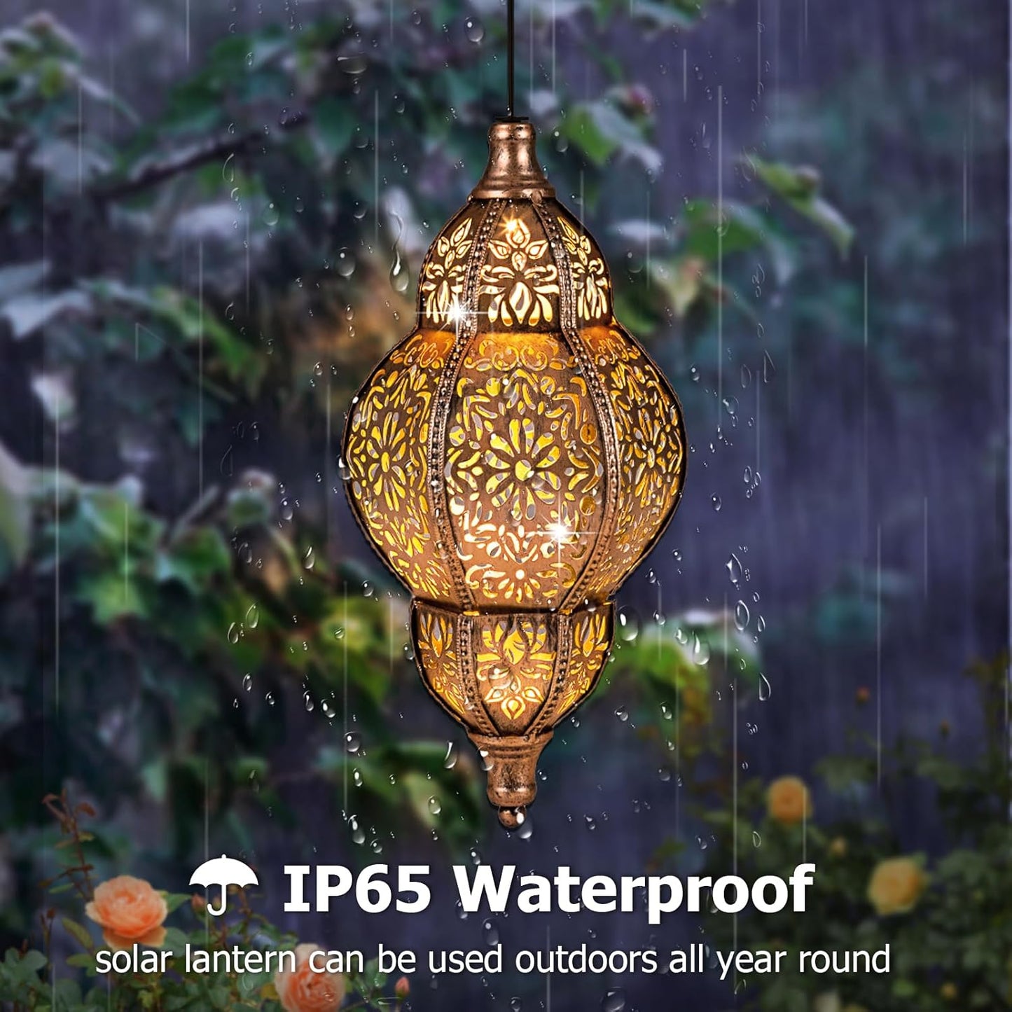 Skiennix Solar Lanterns - Waterproof Hanging Garden Lights for Outdoor Decor | Moroccan Design