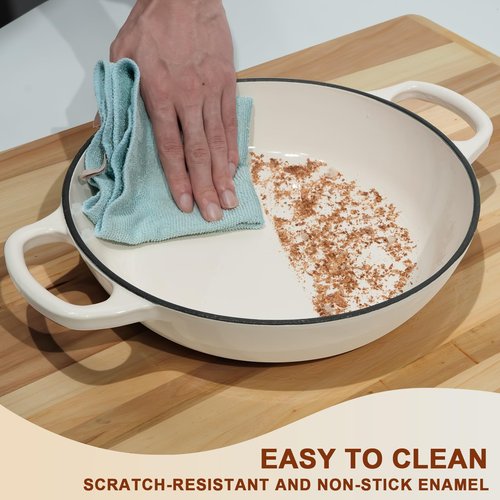 AHJ 6QT Dutch Oven For Bread Baking, Enameled Cast Iron Dutch Oven Pot with Lid, Multi-Functional Bread pan, Sourdough Baking Supplies with Proofing Basket, Cast Iron Bread Oven, Silicone Sling & Gloves.