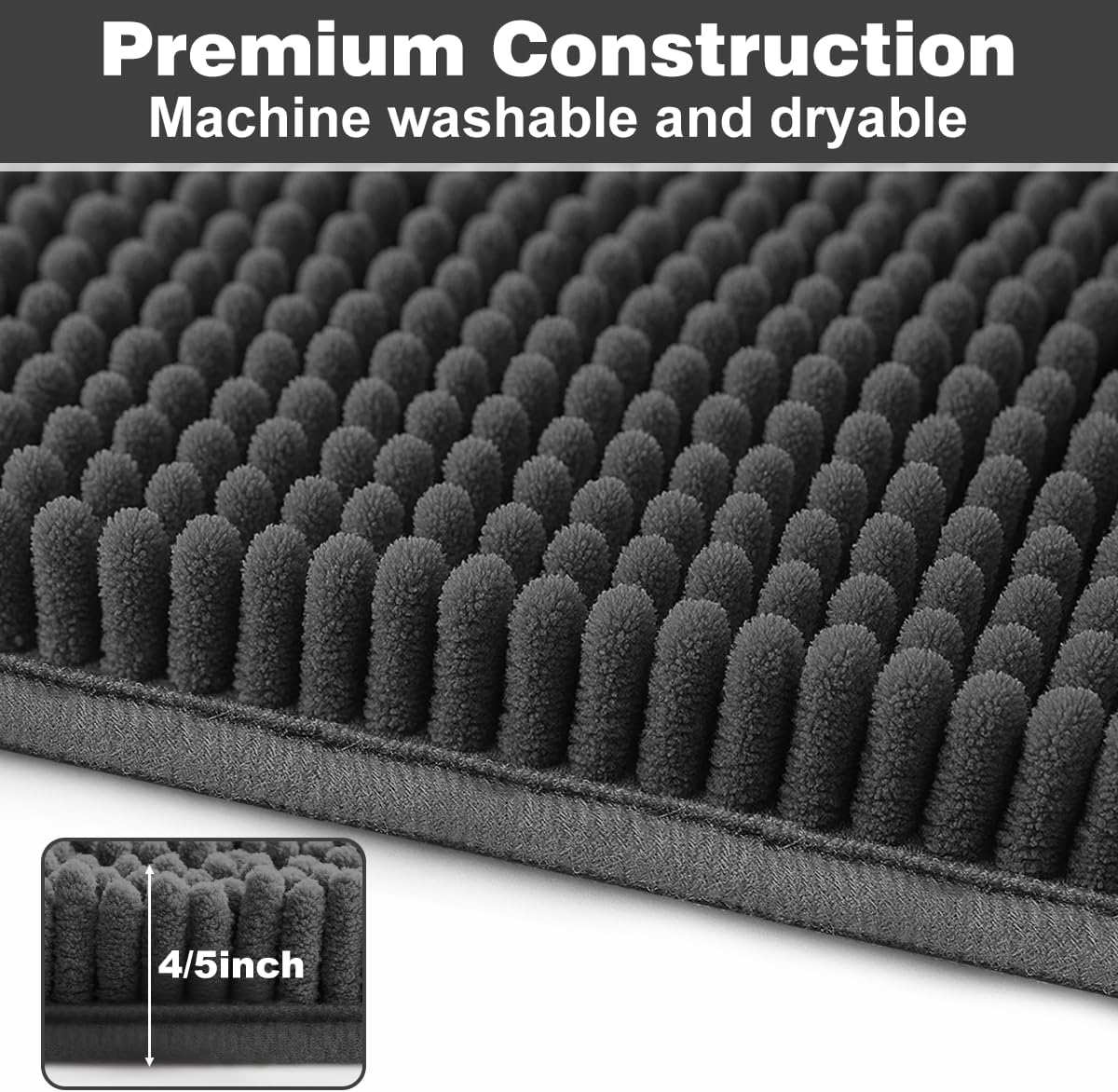 Skiennix Extra Soft Chenille Bathroom Rug - Quick Dry, Machine Washable, 23x15 Inches, PVC Backing
