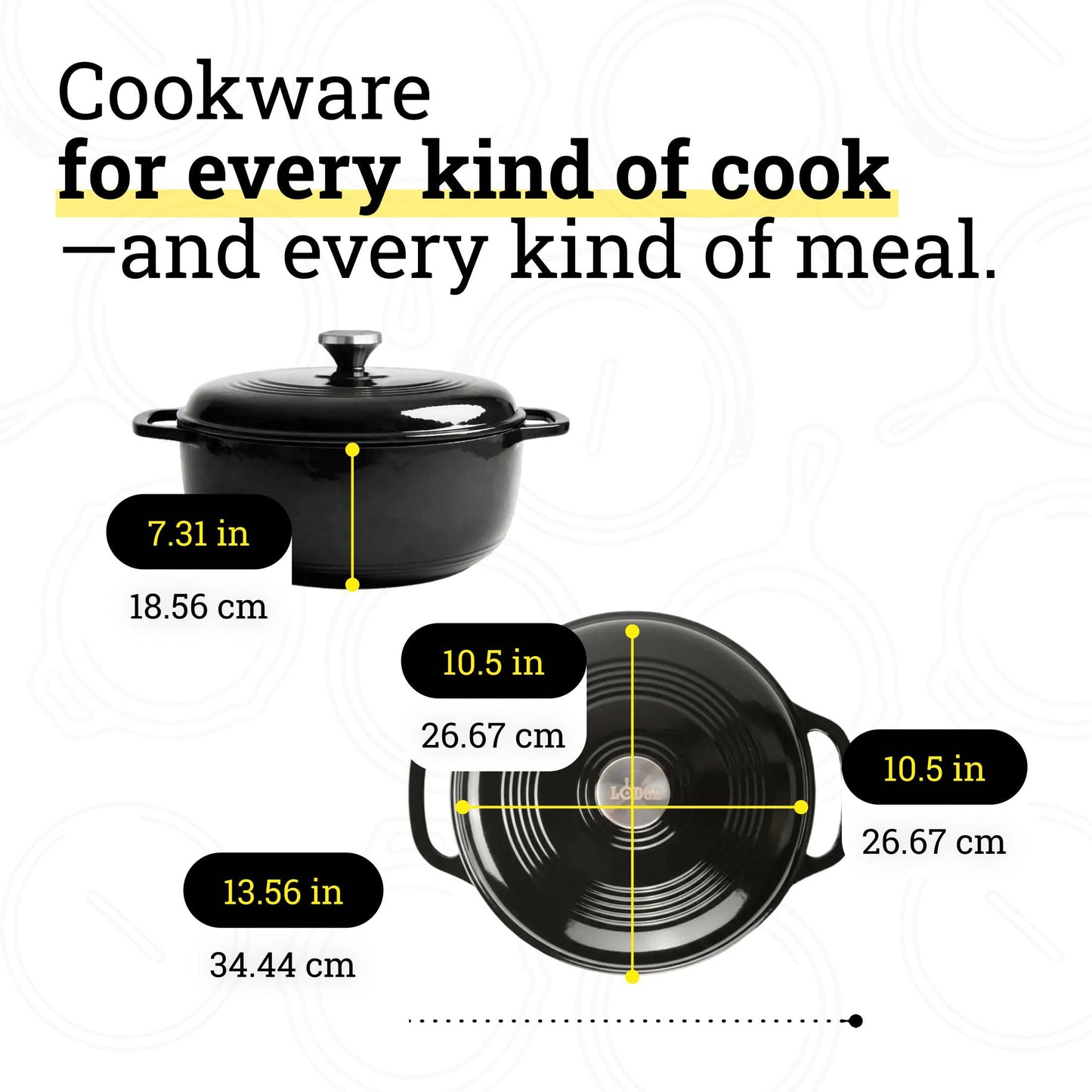 Lodge Essential Enamel Cast Iron Dutch Oven 6 Quarts - Perfect for Bread Baking, Braising, Marinating & Slow Cooking, Features Moisture-Sealing Lid & Dual Handles, Kitchen Essentials, Midnight Chrome
