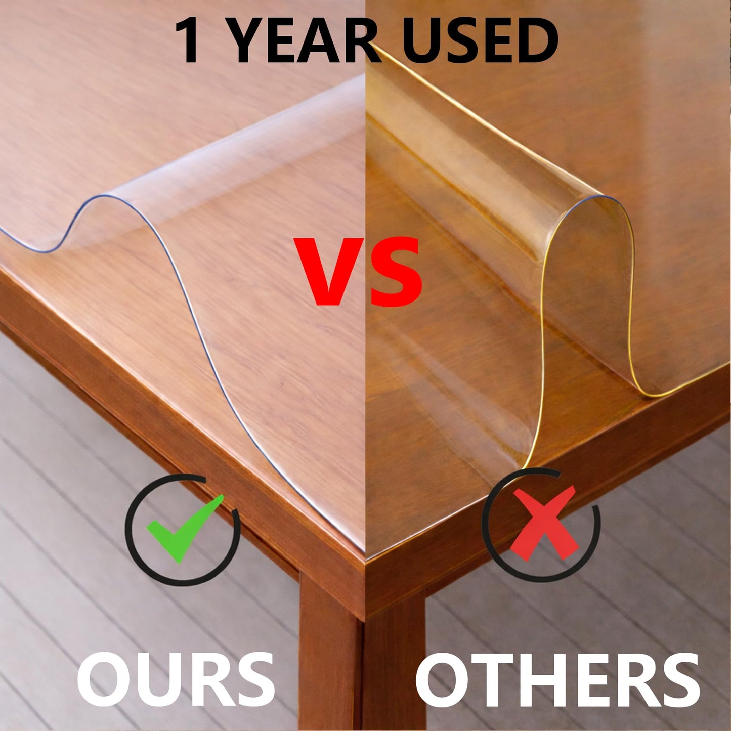 VEXYLOREN Clear Table Cover Protector 60 x 90 in Oblong Plastic Vinyl Tablecloth for 4~6 Seats Table