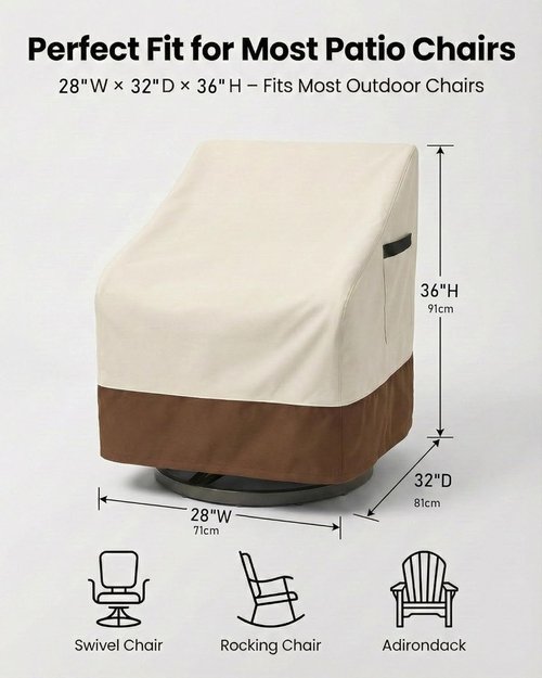 Heavy Duty Waterproof Patio Chair Covers by [Brand Name] | UV & Fade Resistant | 28W x 32D x 36H in, 2-Pack Beige & Brown