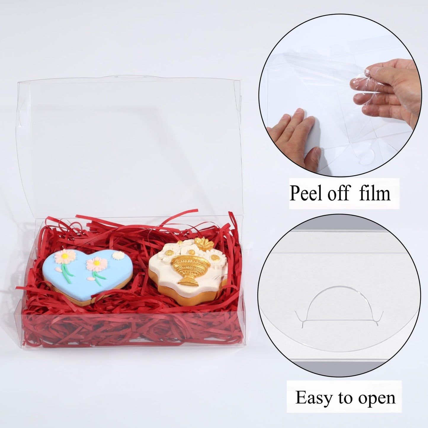 50PCS 7 x 4 3/8 x 1 1/2 Inch Inch Clear Cookie Boxes Chocolate Truffle Boxes Brownie Box Bakery Pastry Gift Box for Soap, Dount,Browine Cake,Treat, Party Favors Christmas
