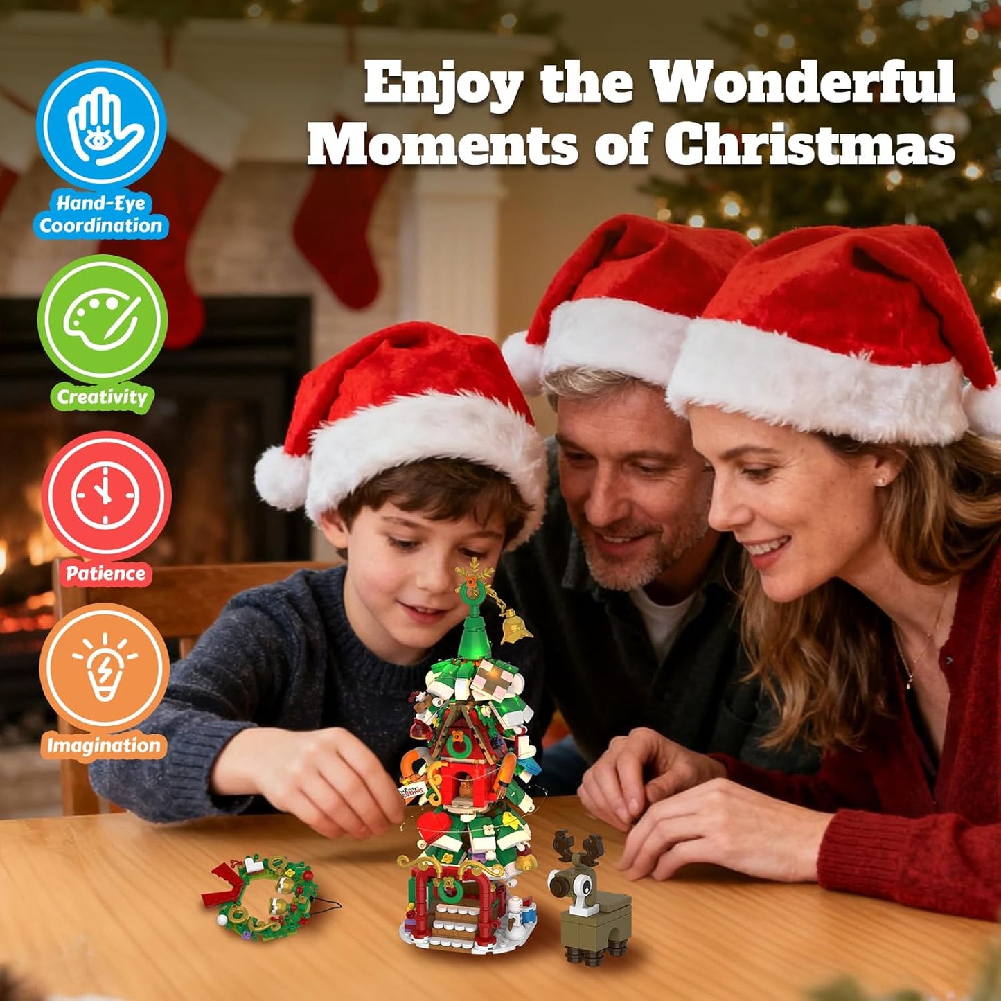Advent Calendar 2025 - Christmas Tree House Building Set with LED Lights & Reindeer | 24-Day Countdown Kit
