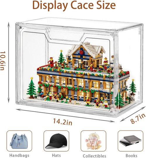 Freebat Stackable Storage Bins - Clear Acrylic Display Case | 5-Pack Storage Boxes with Lids for Handbags & Collectibles