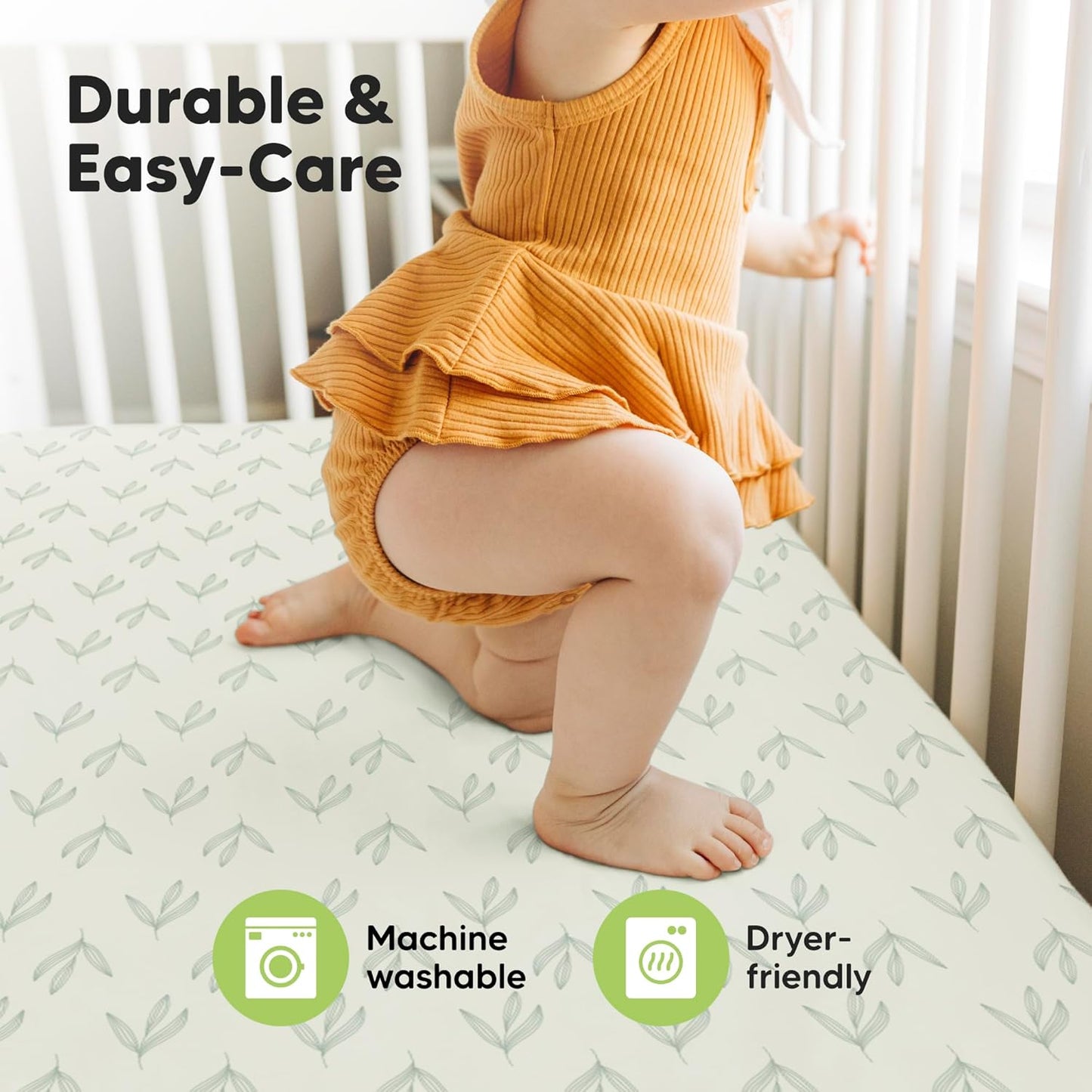 KeaBabies Baby Crib Sheets - Soft & Cozy 2-Pack Viscose Bamboo Fitted Mattress Covers | 52x28, Neutral Design