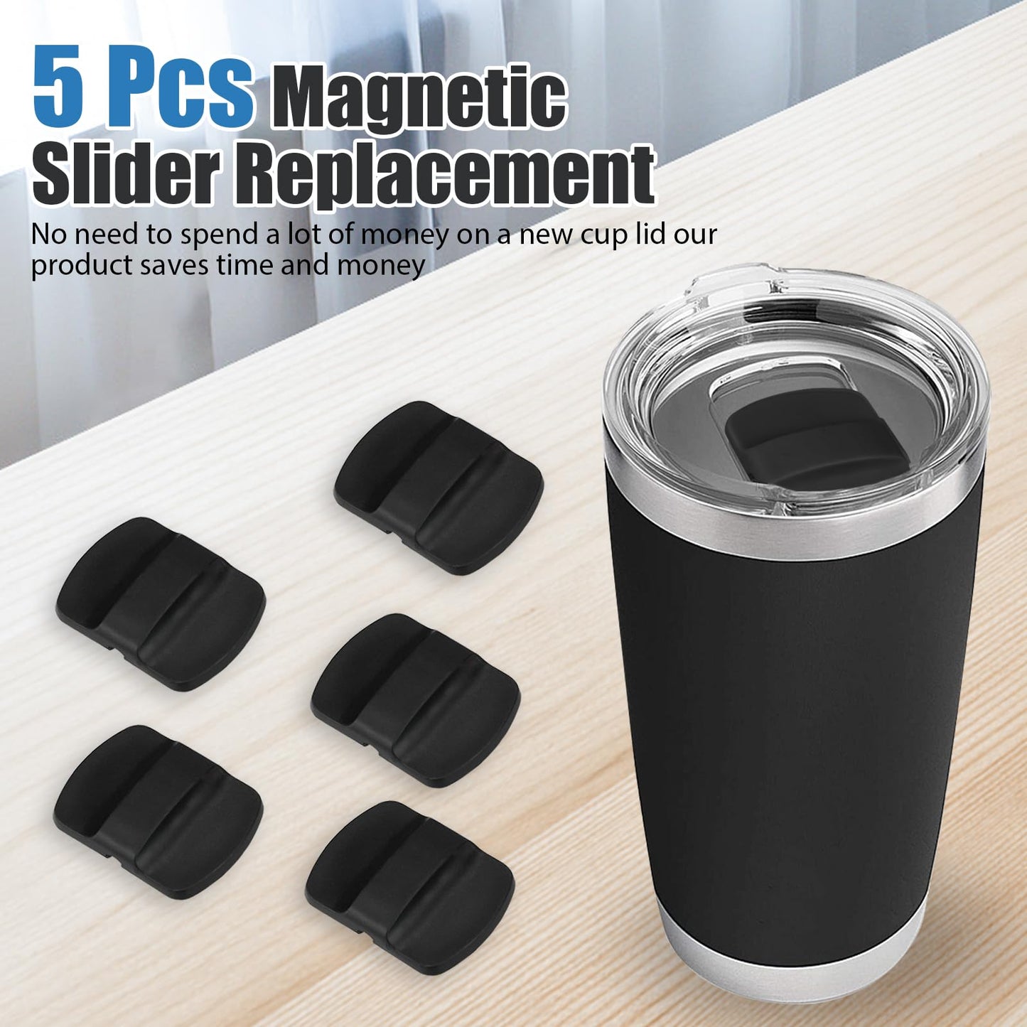 Magnetic Slider Replacement for Yeti, 5 Pcs Lid Slider Push Block Part for Yeti Magnetic Lids 10 oz, 14 oz, 16 oz, 20 oz, 26 oz, 30 oz