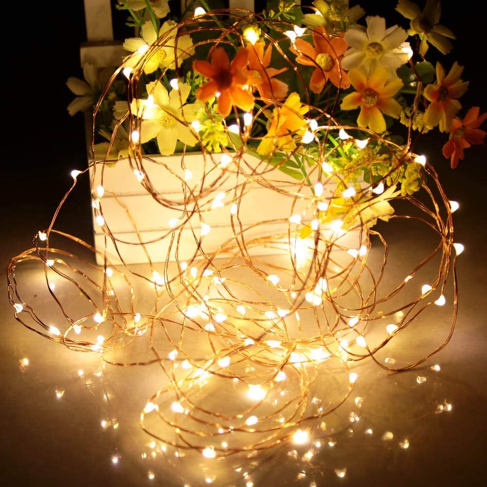 Ariceleo LED Fairy Lights - Battery Operated Copper Wire String Lights | 16ft Warm White for Bedroom & Events