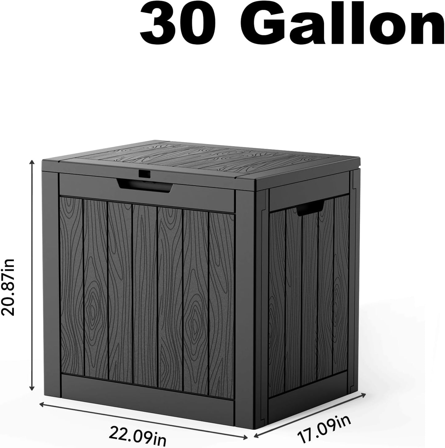 Skiennix 30 Gallon Outdoor Deck Box - Lockable Waterproof Storage for Garden Tools & Cushions | Black