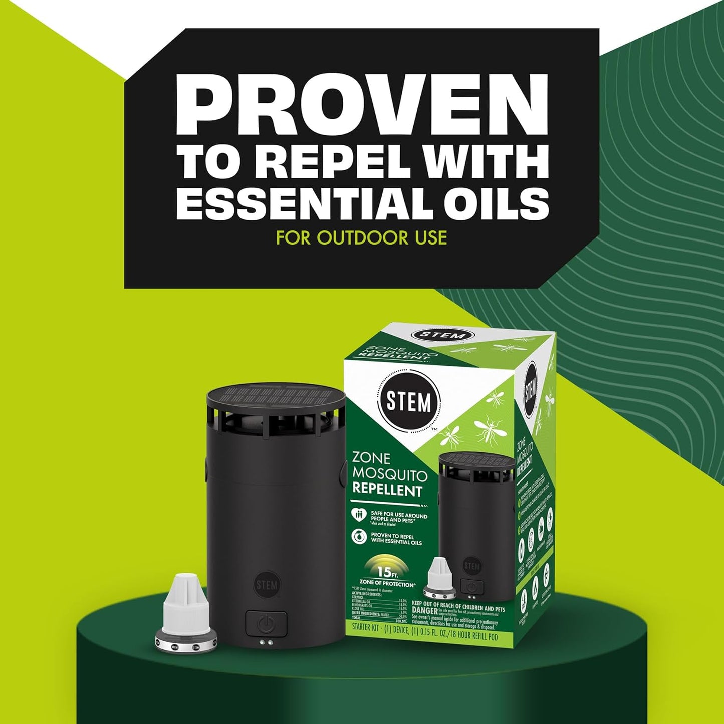 STEM Zone Mosquito Repellent Refill Pods - Easy Outdoor Insect Protection with Essential Oils | 2 Count
