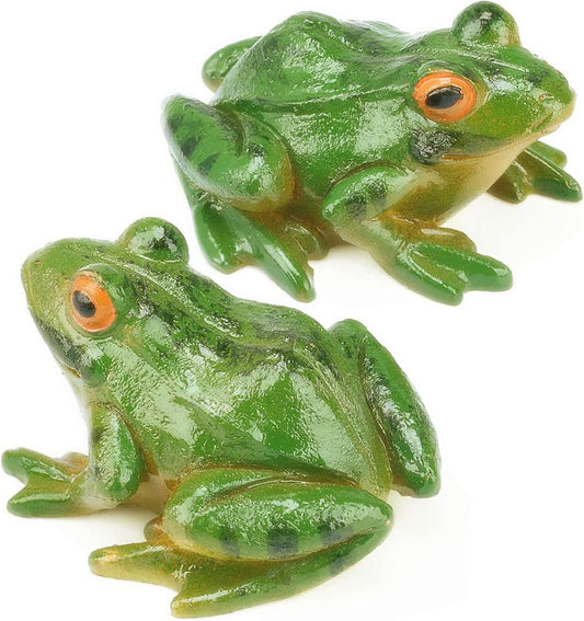 Skiennix Frog Statues - Miniature Resin Sculptures for Fairy Gardens | Indoor & Outdoor Decor (2 Pcs)
