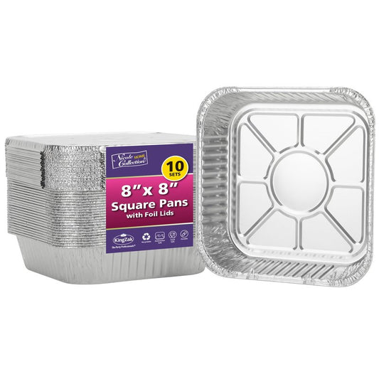Nicole Home Collection 8x8 Aluminum Pans (500 Pack) 8 Inch Foil Pans - Cake Pans - Aluminum Square Pans - Disposable Food container - great For Cake Baking, Cooking, Heating, Freezing, Prepping Food