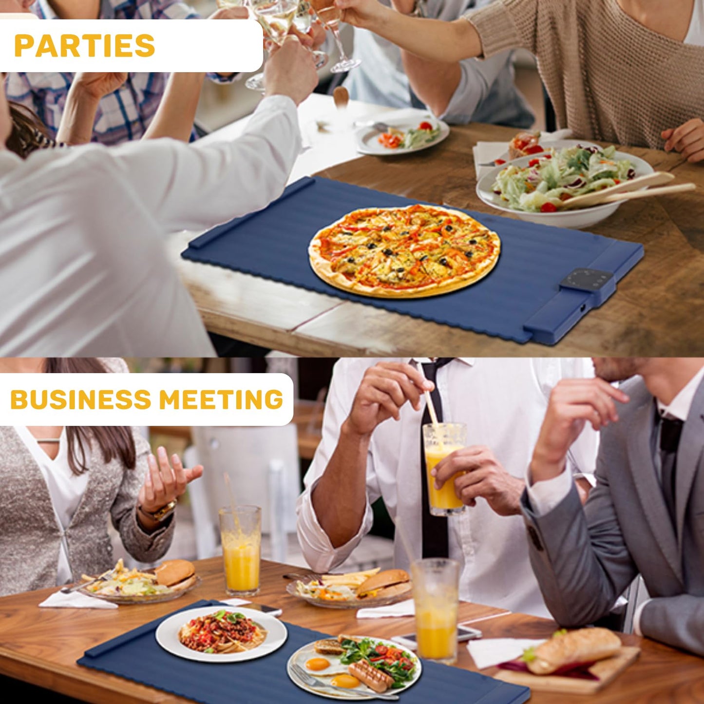 Warming Mat for Food, Electric Warming Tray with 5 Temp-Settings & 2 Hours Timer, Foldable Electric Warming Tray–Roll Up Food Warmers or Thawing