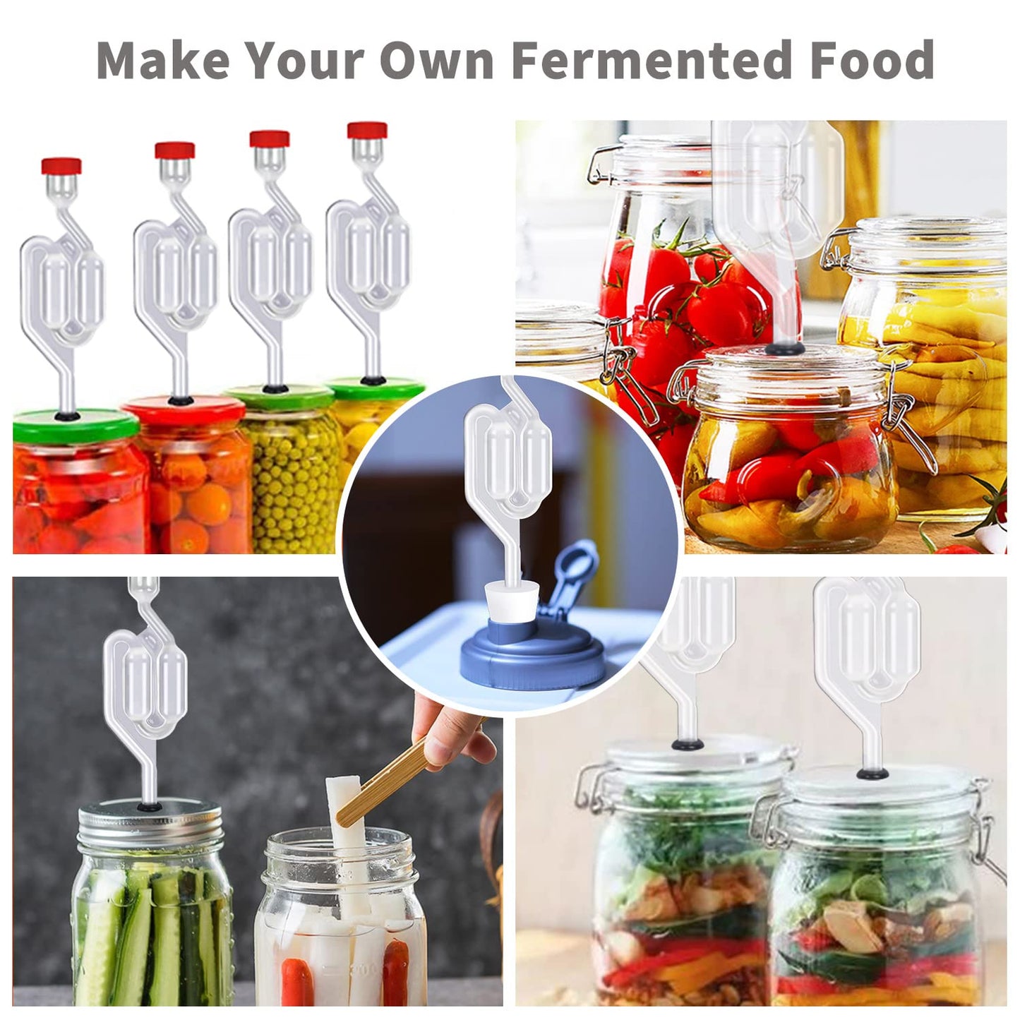 Zazolyne 5Pack Fermentation Airlock,Twin Bubble Fermenting Improved High Transparency S Shape with 10pcs Grommets Drilled 3/8’’ Hole