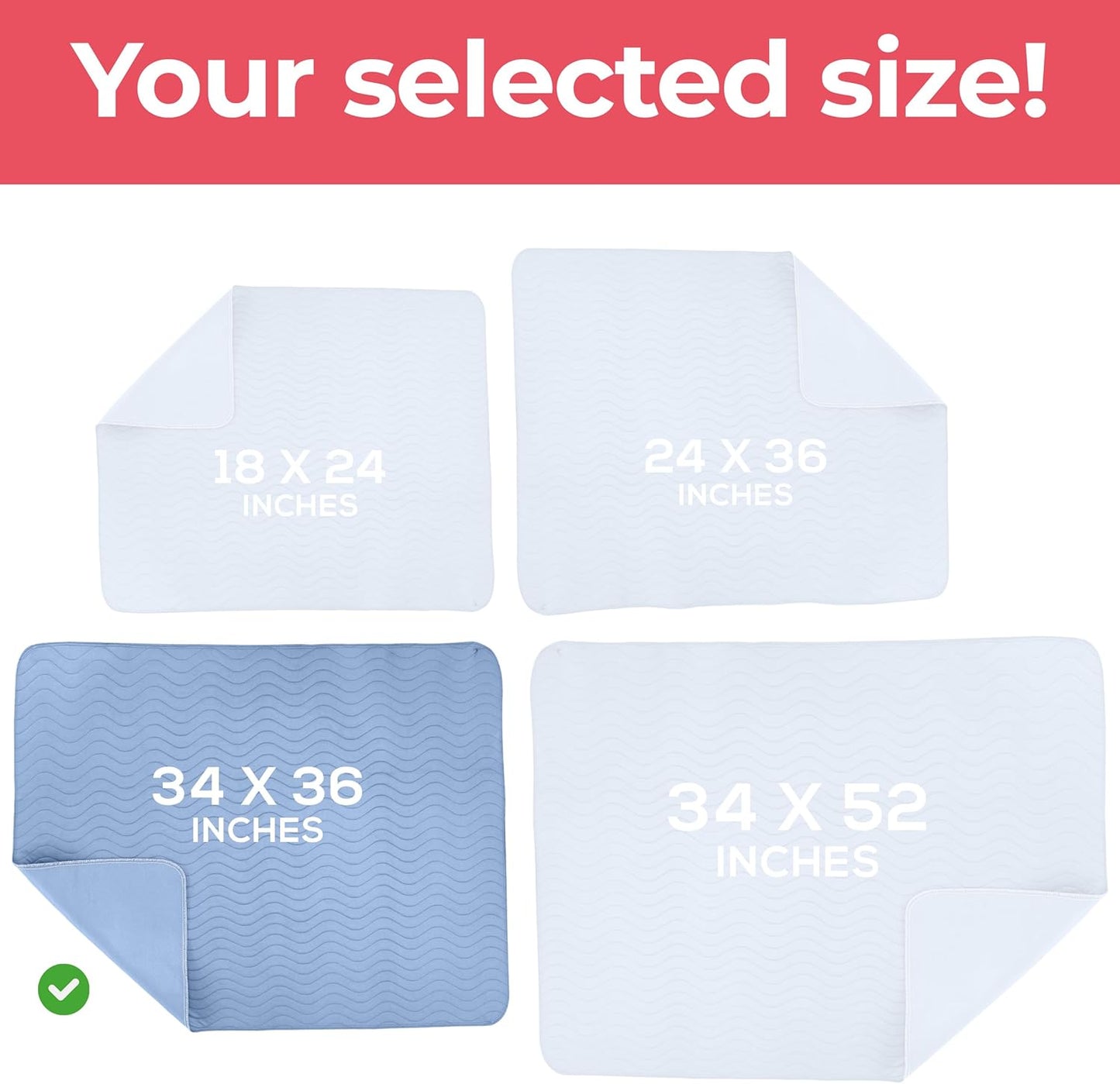 Utopia Bedding Waterproof Washable Underpads - Heavy Absorbency Bed Pads for Adults & Pets | 34" x 36" (Pack of 4)