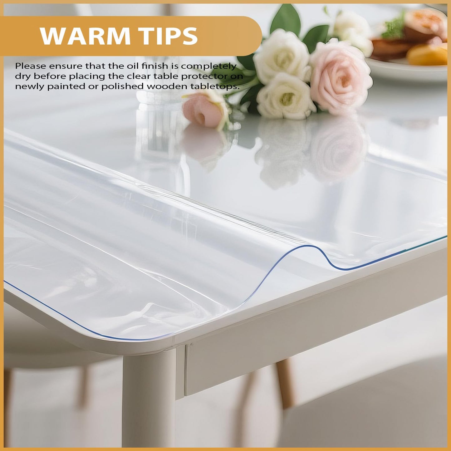 ProsperJoyChant Clear Table Protector 36 x 60 Inch, 1.4mm Thick Waterproof PVC Plastic Table Cover, Durable Table Pad for Dining Room, Kitchen, Writing Desk, and Coffee Tables