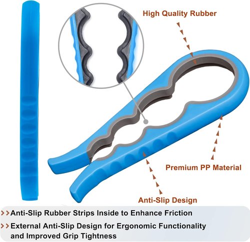 Bloss Anti-Skid Jar Opener - Effortlessly Remove Stubborn Lids & Caps | Ideal for Seniors & Small Hands - Blue