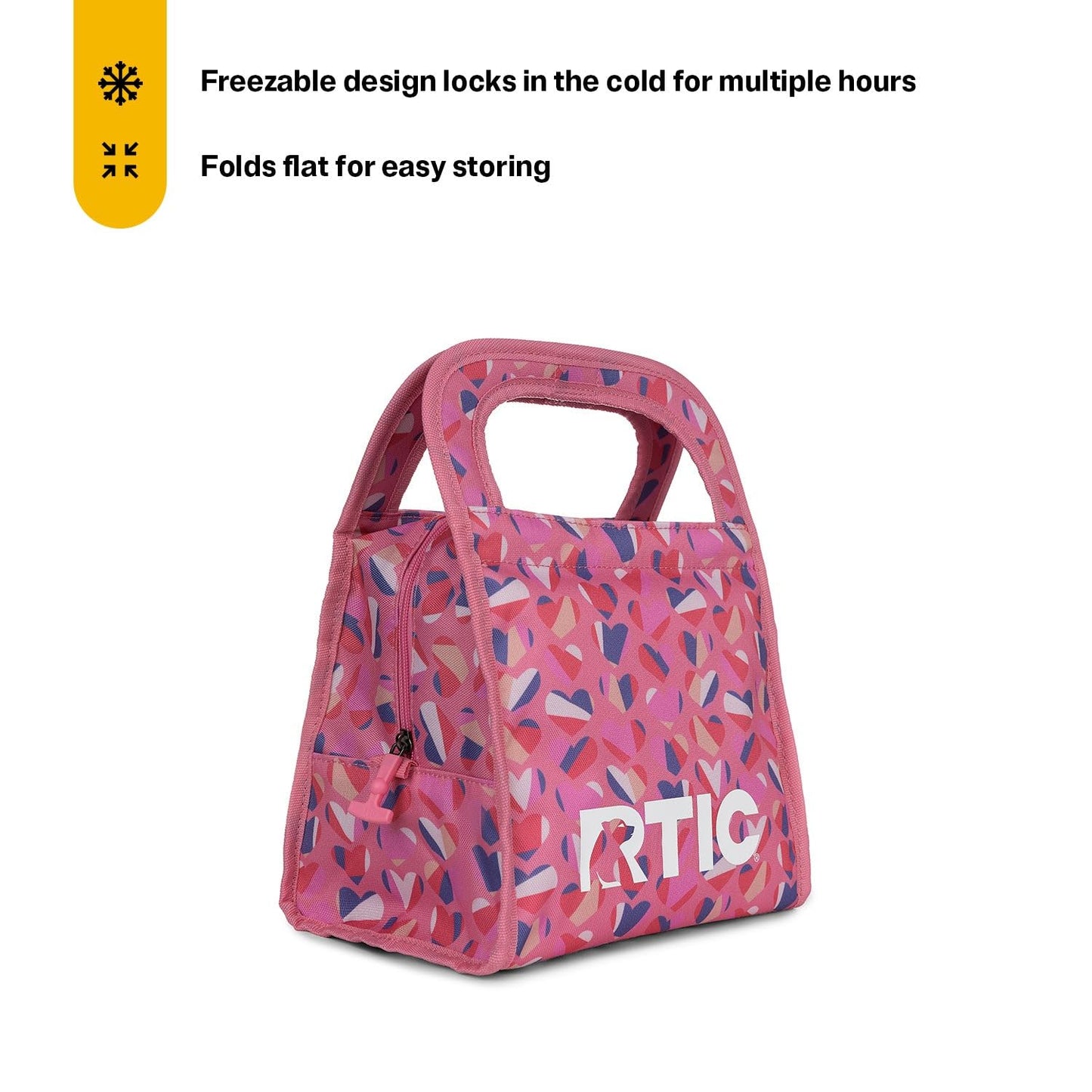 RTIC Ice Lunch Bag, Freezable for Women and Men, Reusable Durable Fabric, Cooler Lunch Bags for On The Go Meals, Commuters, Sweet Hearts