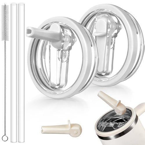 ANTAND 2 Pack Flip Straw Lid Replacement for Stanley 30 oz Cup Accessories, Leakproof Detachable Lids for 30 ounce Stanley Quencher H2.0 & ProTour Tumbler (White, White)