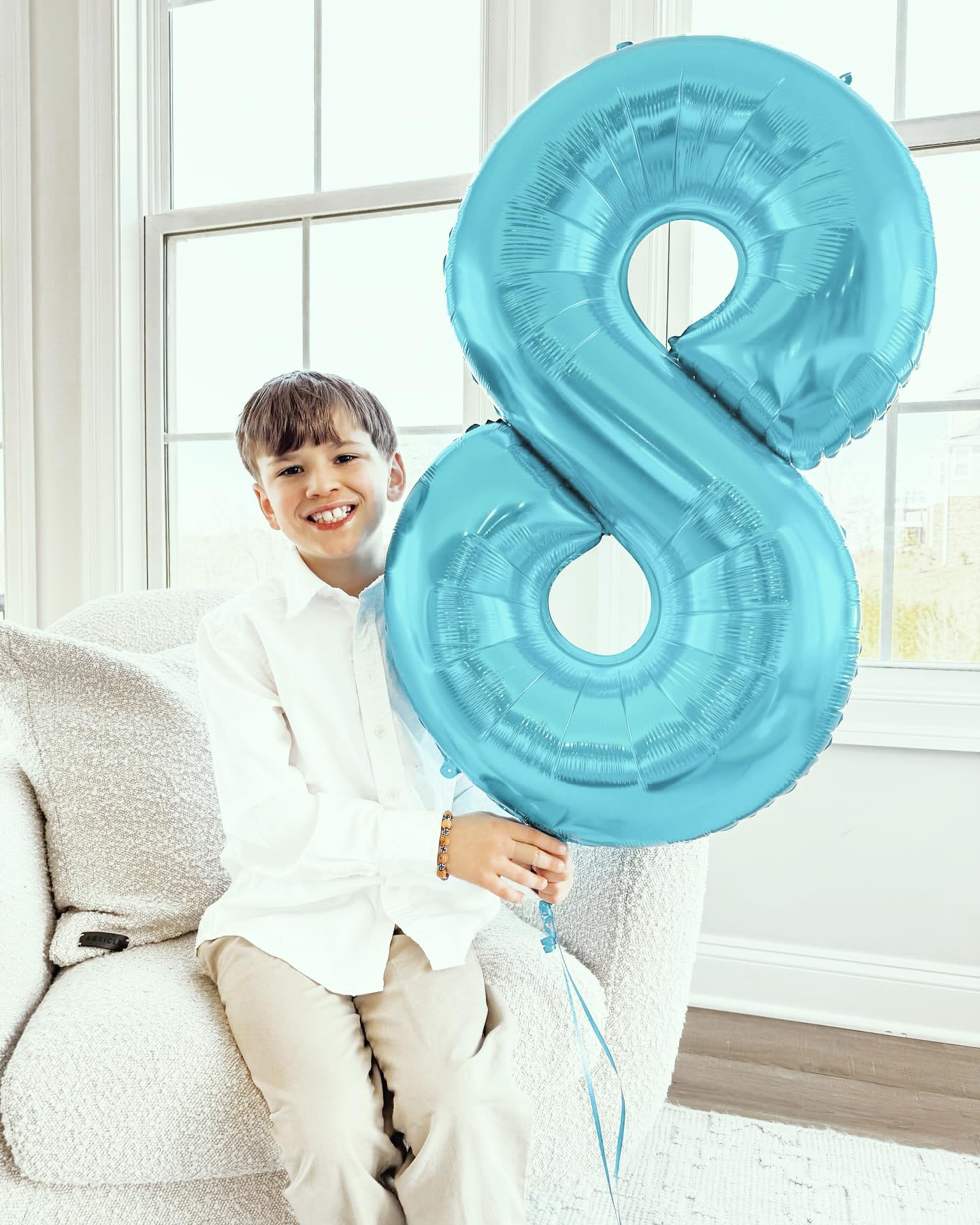 Pearlescent Blue 7 Balloon, Number Balloons 40 Inch, 7th Birthday Decorations for Girls Boys Kids, Party Decoration for Women Men, Number 7 Balloon