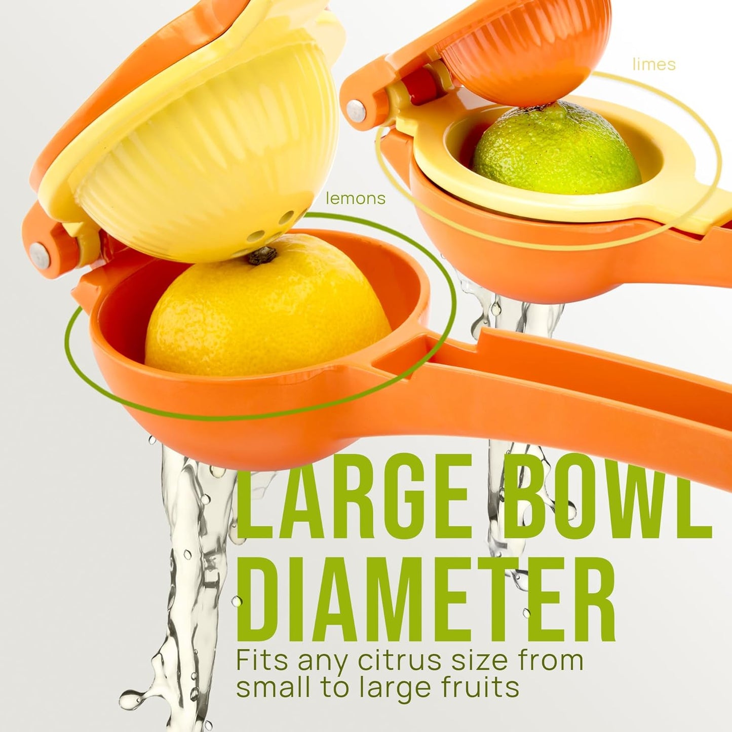 Zulay Kitchen 2-in-1 Lemon Squeezer - Sturdy Hand Juicer for Maximum Juice Extraction | Easy-Clean Citrus Juicer - Orange/Yellow