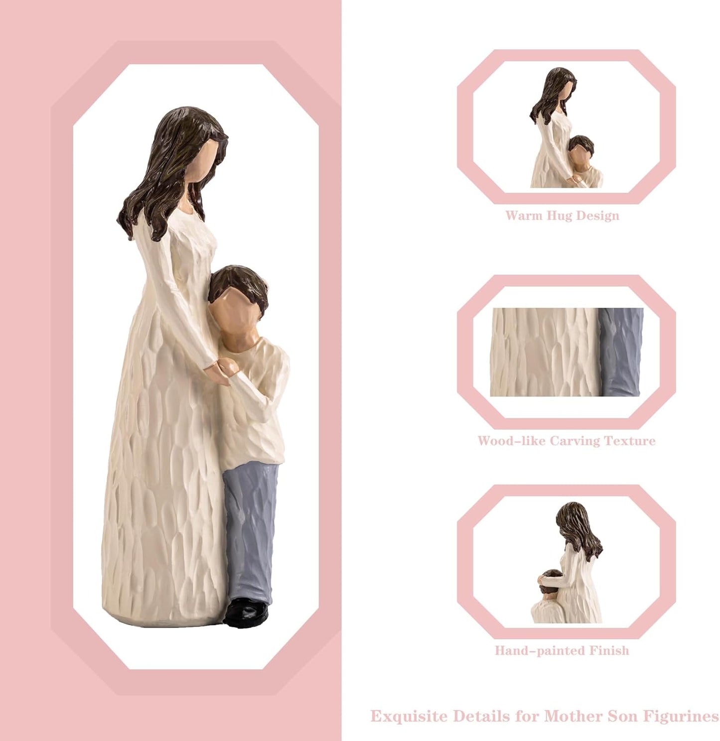 Regine Switzerland Mother and Son Figurines - Hand-Painted Family Sculpture Gift | 9.5" H for Birthdays, Mother's Day & More