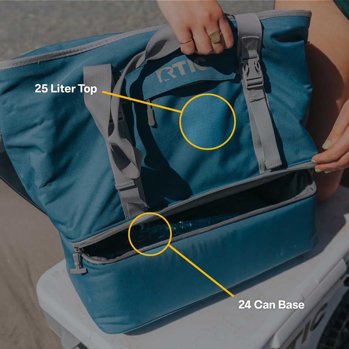 RTIC 2-in-1 Chillout Bag Soft Insulated Cooler Tote, Portable, for Lunch, Beach, Travel, Drink, Beverage, Car, Camping, Picnic, 24-Can Capacity, Olive