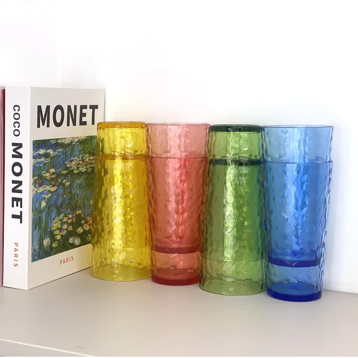 Yanglonghui 24-Ounce Plastic Tumblers (Set of 8), Reusable Plastic Mugs, BPA-Free Acrylic to Drink Mugs, Shatter Resistant, Textured Interior, Dishwasher Safe (Multi Color, 24 Ounce)
