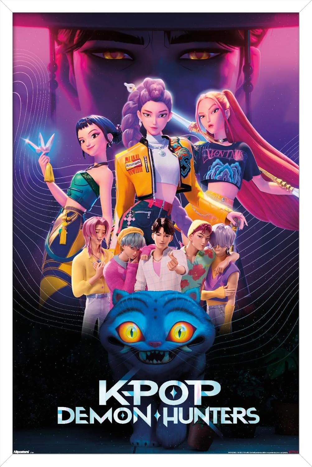 Netflix KPop Demon Hunters Wall Poster - Framed 22.4L x 14.7W, Perfect for Fans