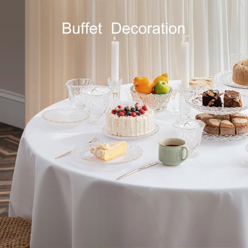 joybest 6 Pack Round Tablecloths - 60 Inches in Diameter White Table Cloth Fit 20 to 42 Inches Tables, Washable Polyester Fabric Table Cover for Dining, Buffet Party, Wedding