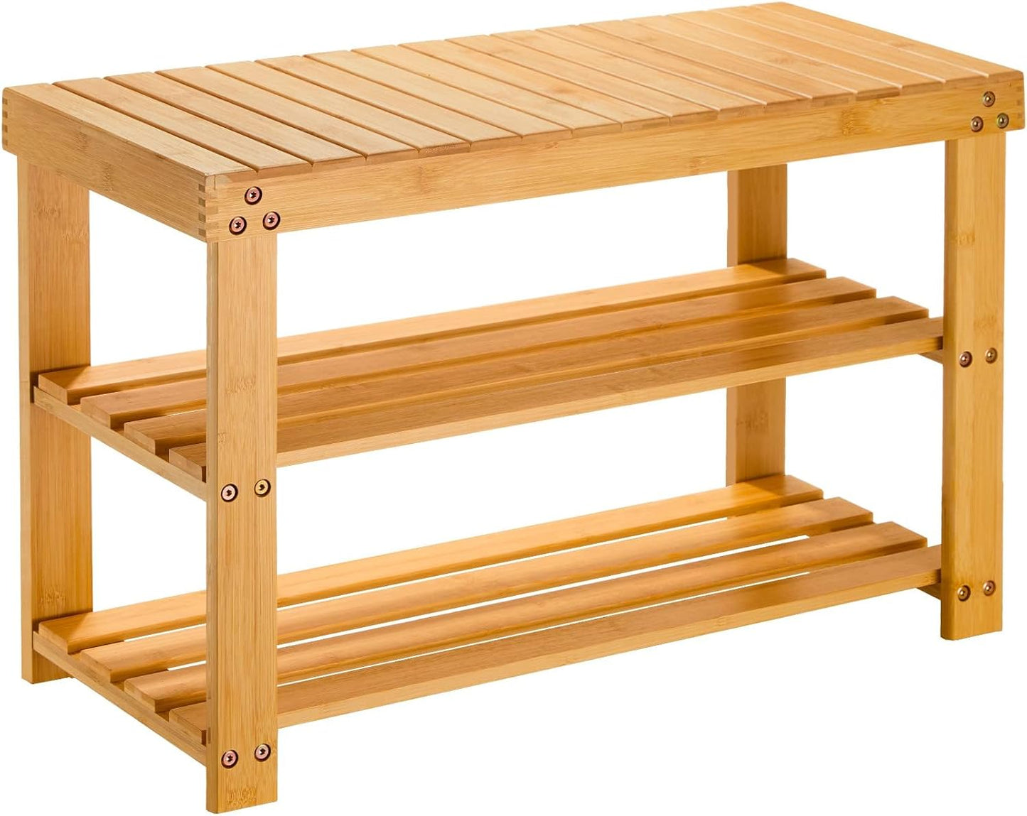 Pipishell 3-Tier Bamboo Shoe Rack Bench - Sturdy Organizer Holds Up to 300lbs | Ideal for Entryway & Living Room
