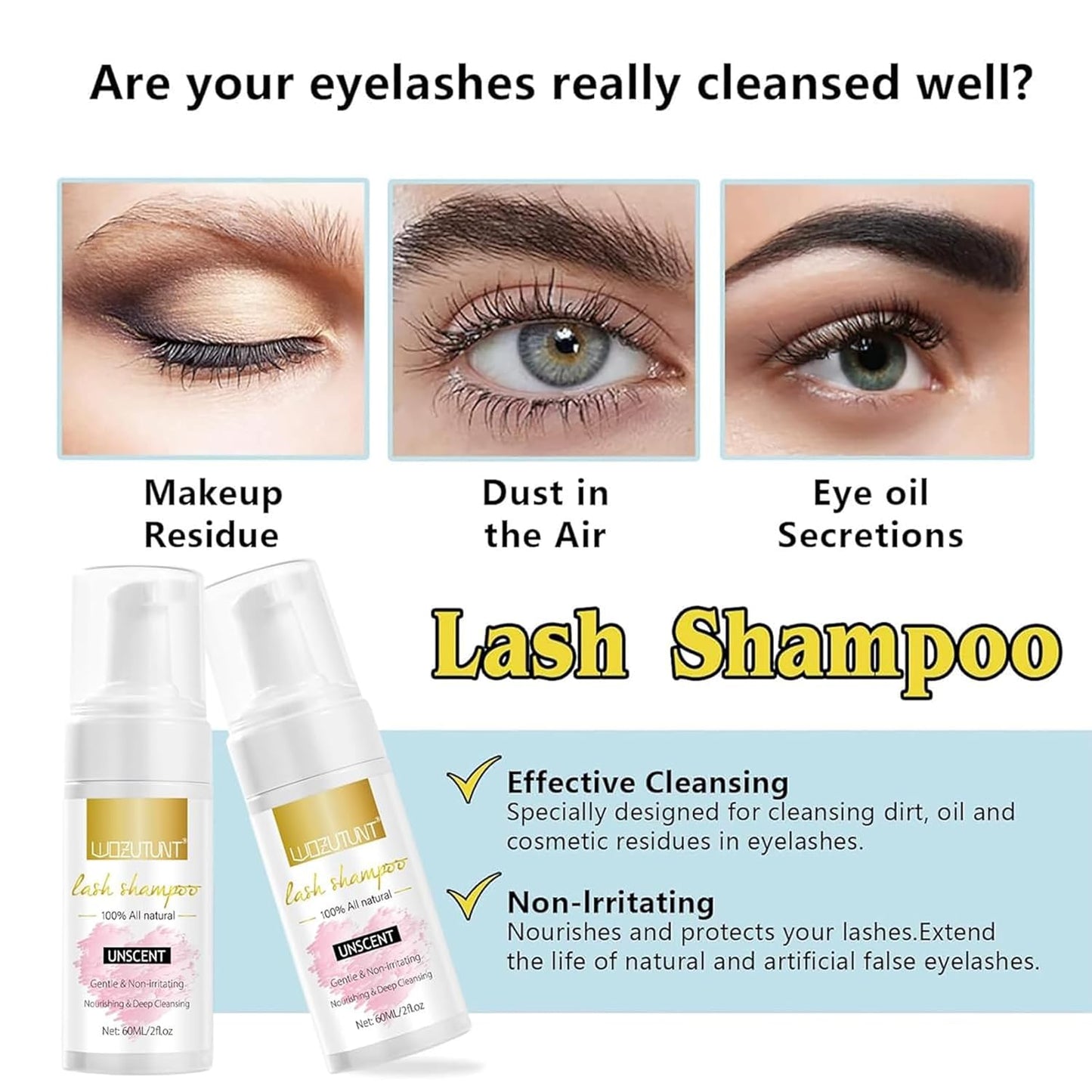 Skiennix Eyelash Extension Cleanser - Gentle Lash Mousse & Shampoo | USB Rechargeable Handheld Fan