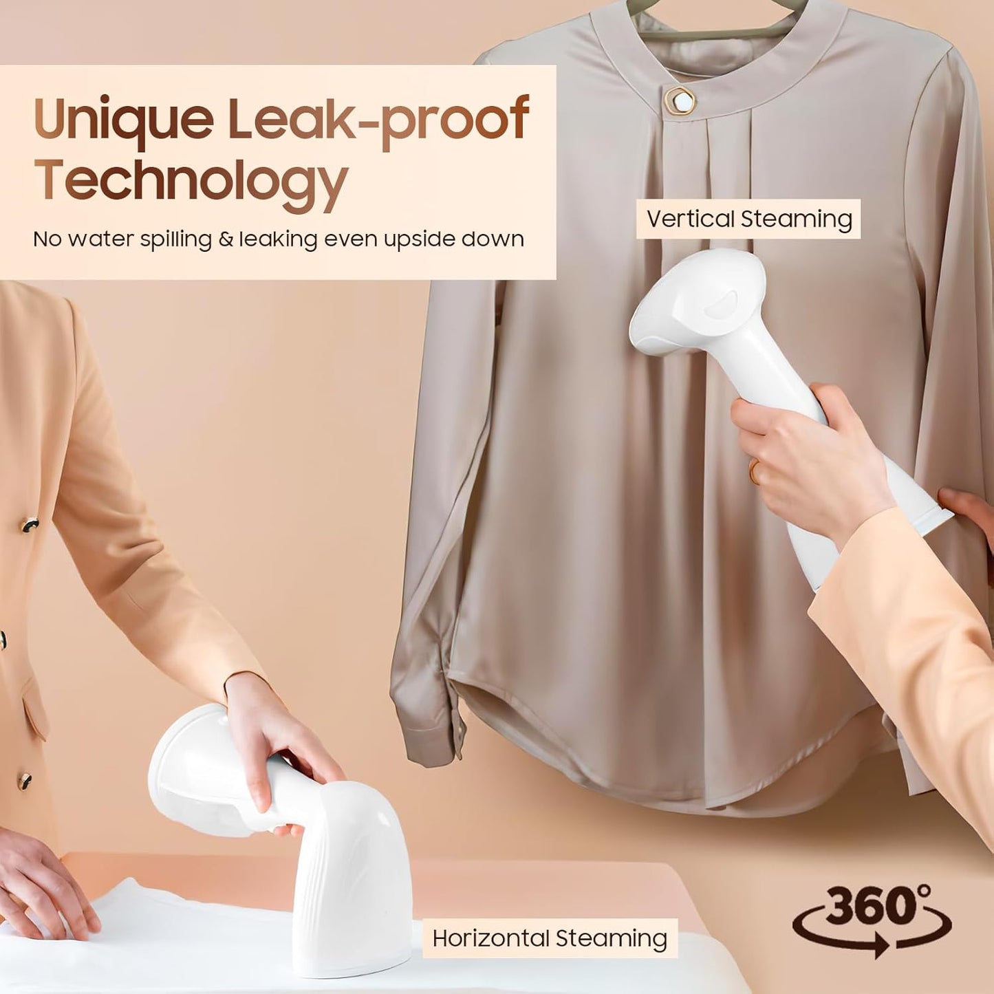 Skiennix Handheld Clothes Steamer - 1350W Portable Iron with Strong Steam for Home, Office, Travel