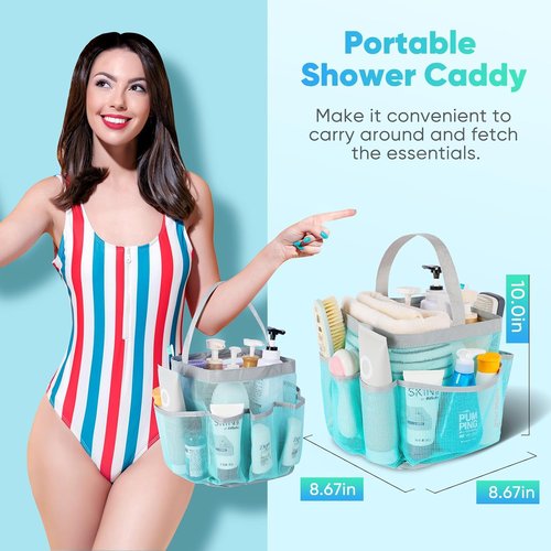 EUDELE Mesh Shower Caddy - Portable 8-Pocket Organizer for Quick Drying | Ideal for Beach, Gym & Travel