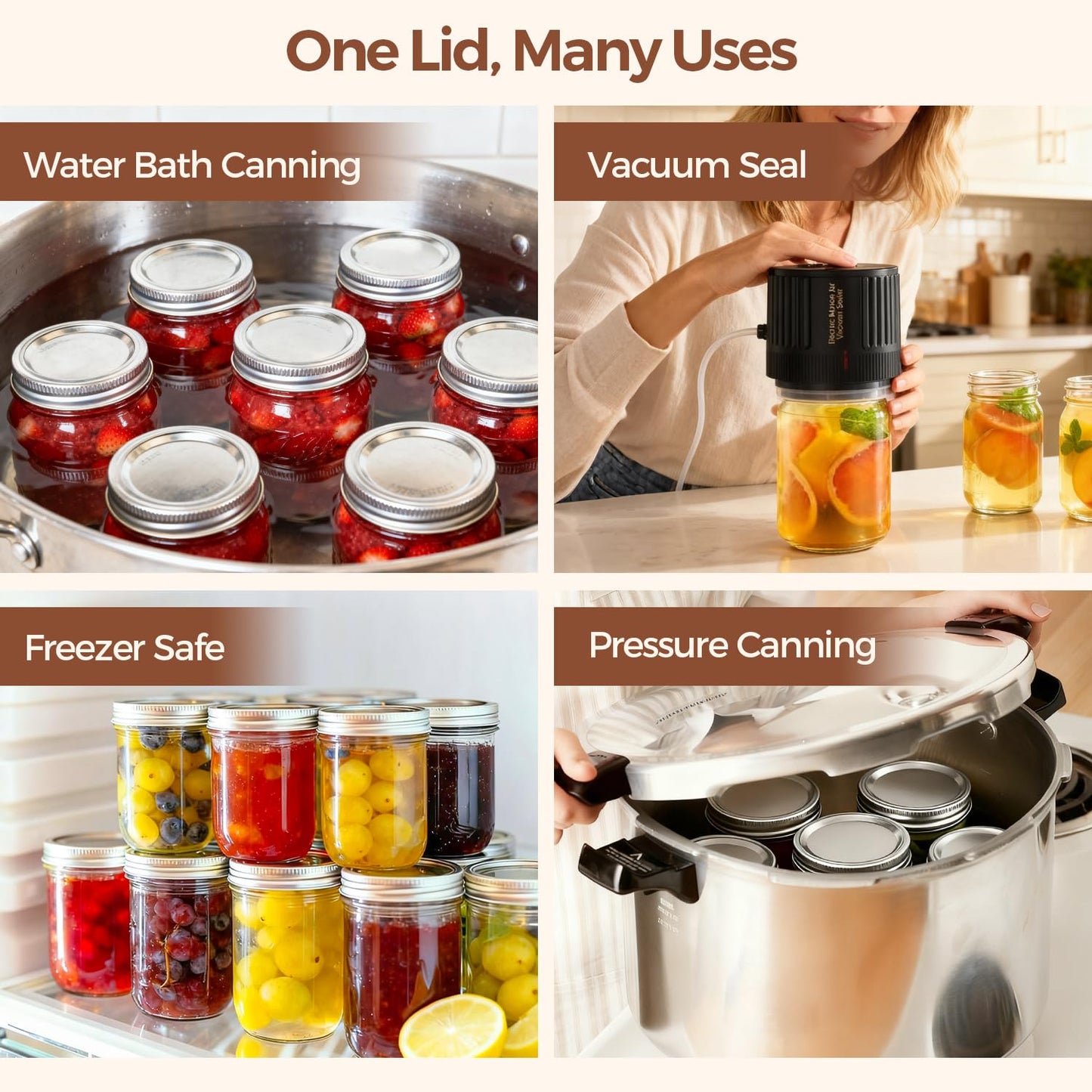 ComSaf Regular Mouth Mason Jar 36 Lids and 12 Rings, Canning Lids and Bands, Ideal for Hot Water Bath, Pressure Canning, Compatible with Electric Vacuum Sealer, Pickling, Jam Making, Canning Supplies