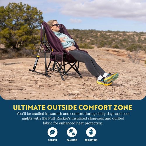 GCI Outdoor Puff Rocker - Comfortable Amethyst Folding Chair for Relaxation