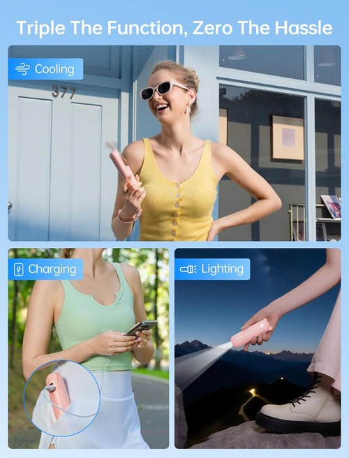 JISULIFE Handheld Mini Fan - Portable Baby Stroller Fan for On-the-Go Cooling | 4-Inch Size