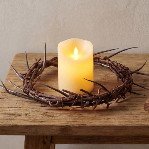 Daifunli Jesus Crown of Thorns - Elegant Headpiece Candle Holder Ring Wreath | Religious Home Decor