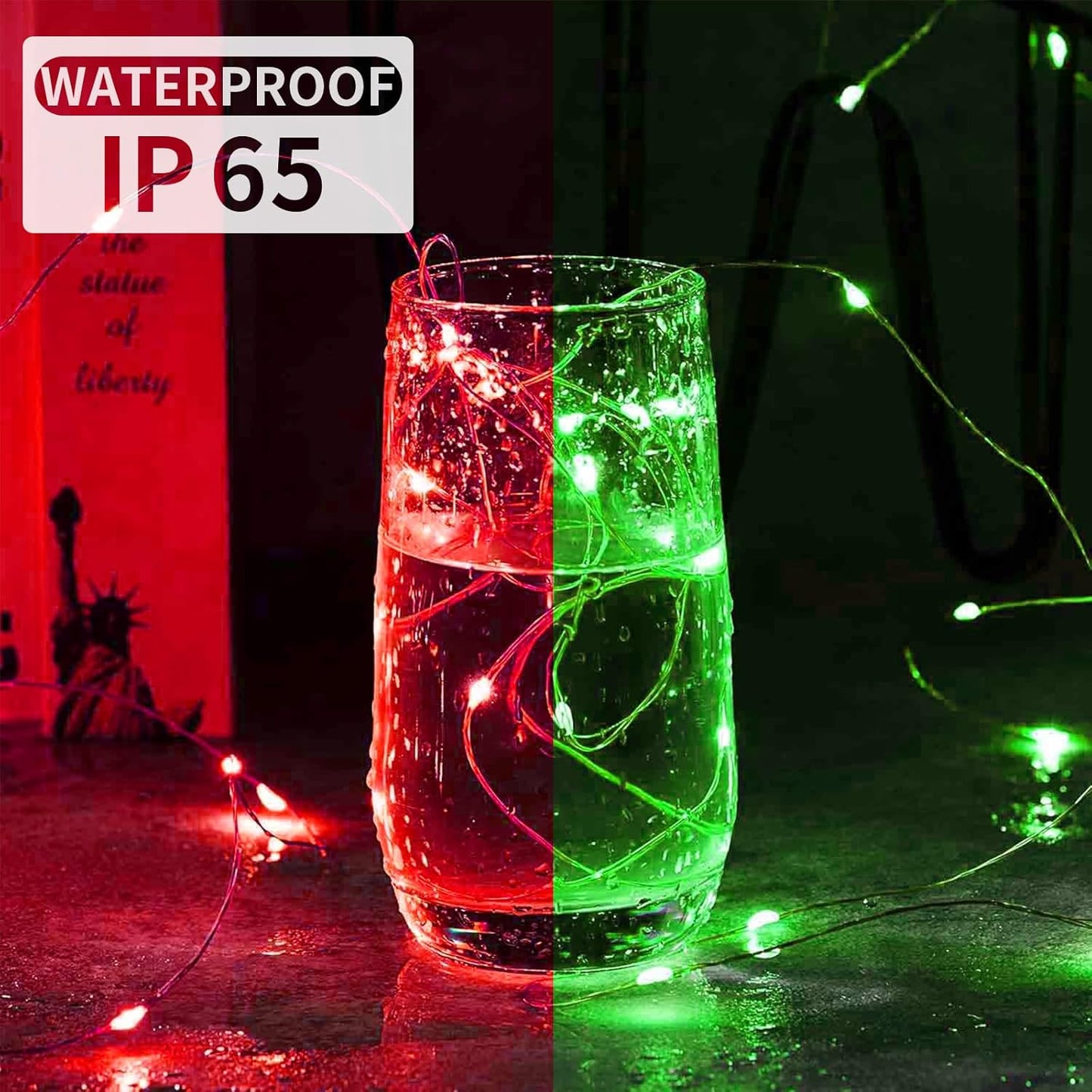 Skiennix 100 Pack Fairy Lights - 7Ft 20 LED Twinkle String Lights | Battery Operated & Waterproof for Parties, Weddings, Christmas, & Valentine's Day - Red & Green