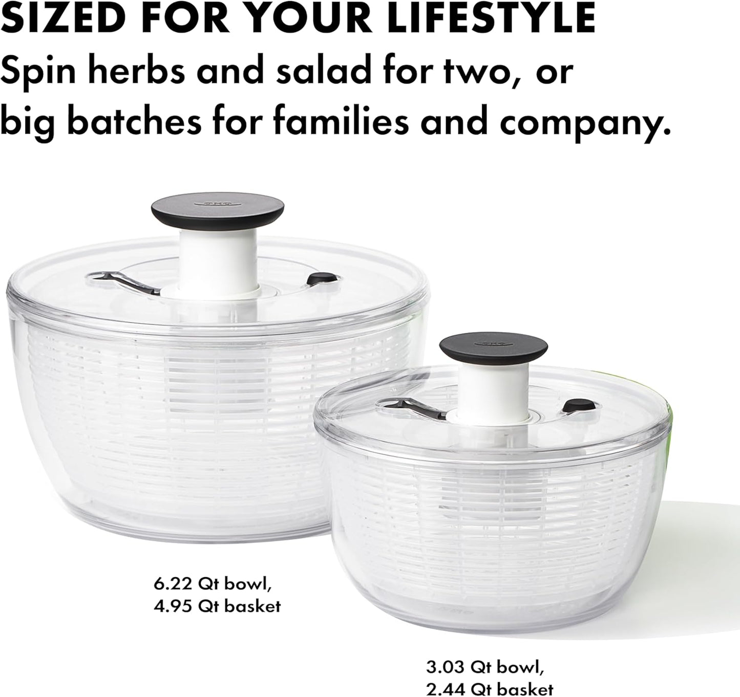 OXO Good Grips Salad Spinner - Efficient Lettuce & Fruit Washer | 6.22 Quart Capacity (Pack of 4)