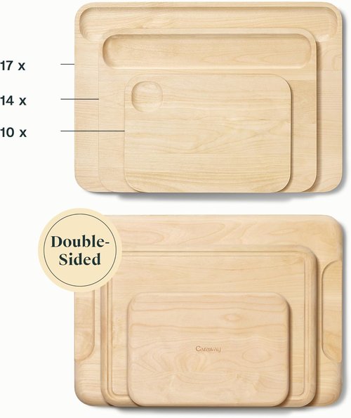 Caraway 4-Piece Double-Sided Wood Cutting Board Set | FSC-Certified Birch | Mineral Oil Finish | Small, Medium, Large