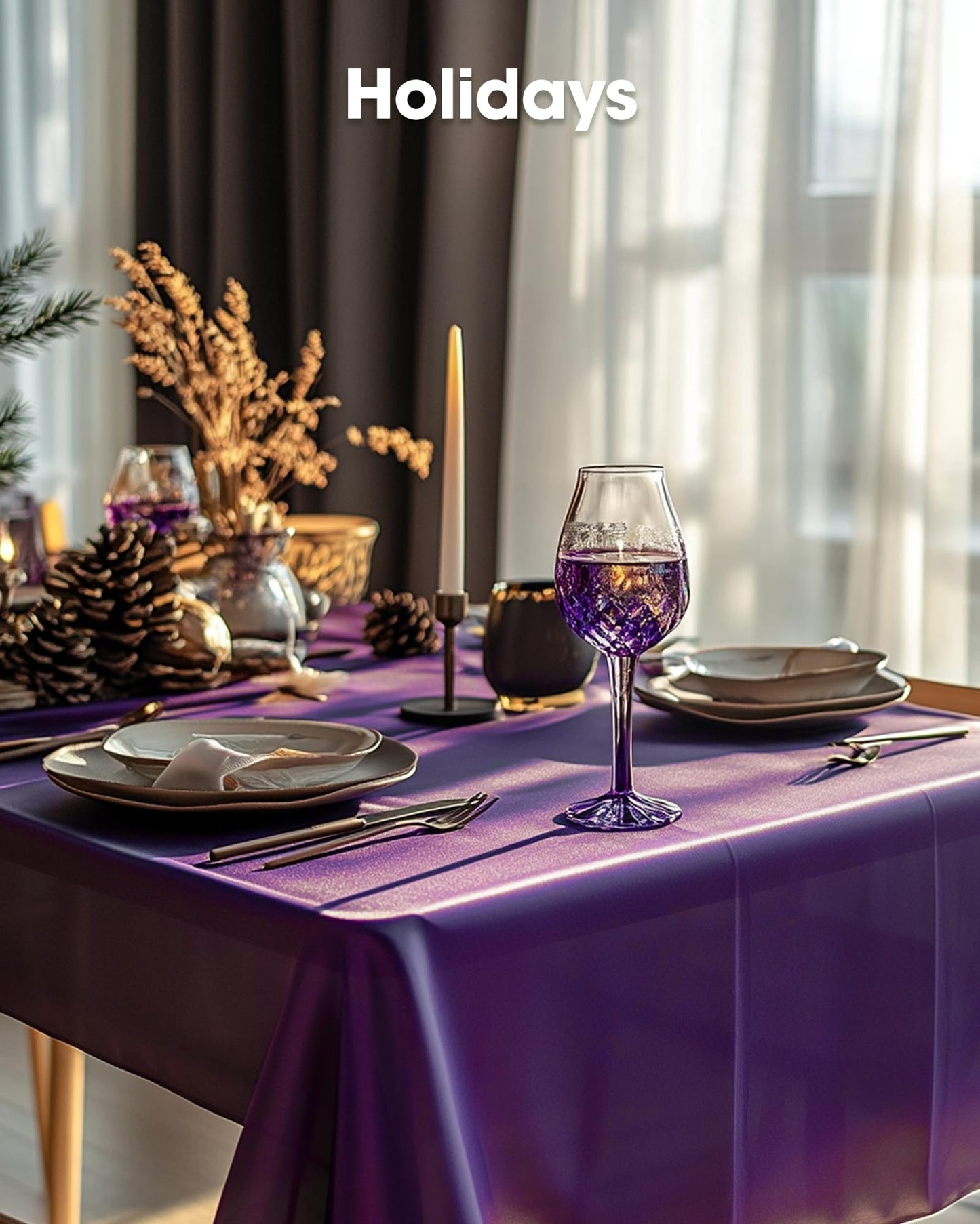 Pureegg Plastic Table Cloth Disposable 3 Pack, 54x108 Inch Rectangular Table Cloth, Leakproof Table Cover for Picnic, Graduation Party Tablecloths, Graduation Decorations Class of 2026, Purple