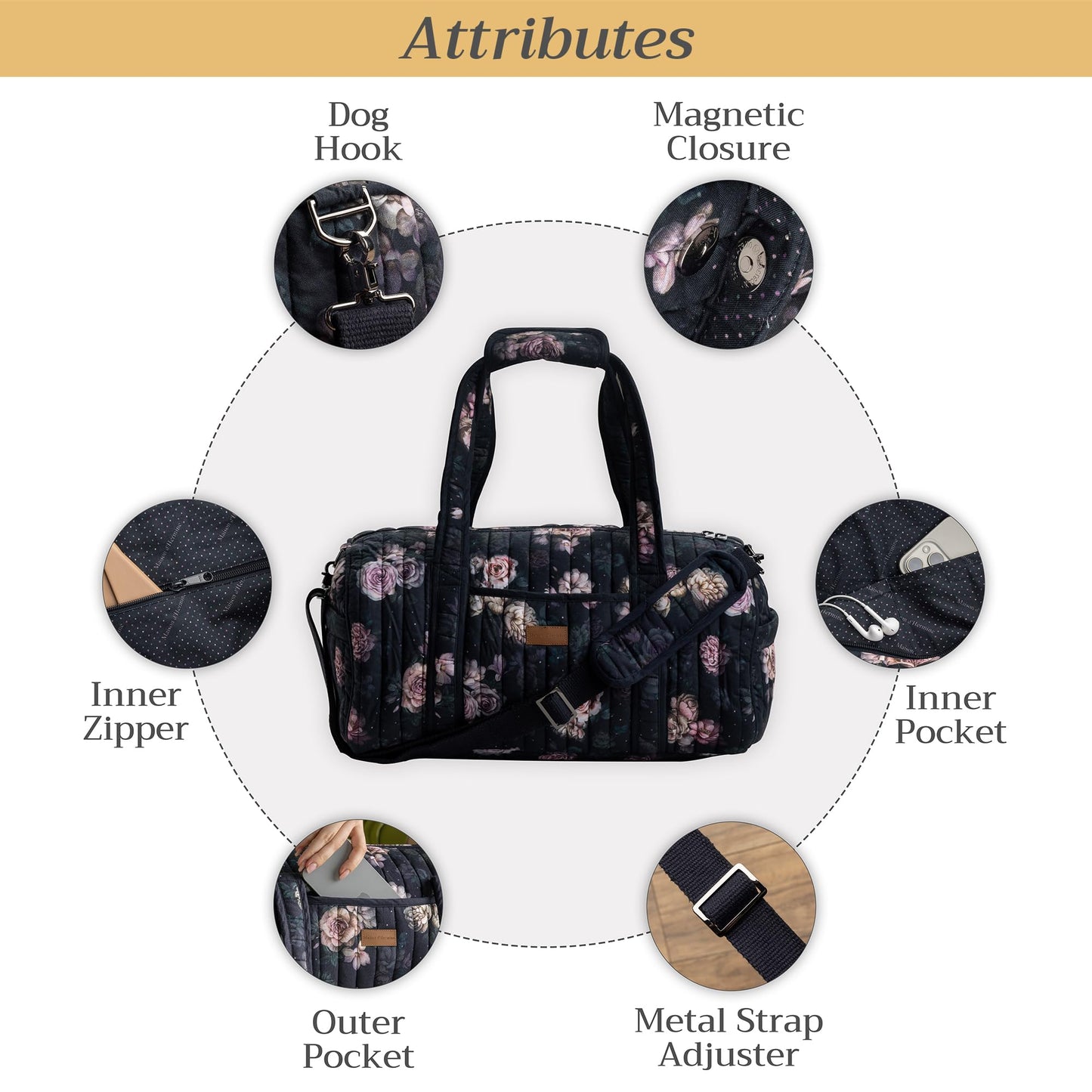 Maison d' Hermine Weekend Duffel Bags for Women Cotton Quilted Overnight Luggage Weekend Bag for Men Gym Sports Gifts Travel Business Travellers Trip Mothers Day Gifts -Colmar - Yellow