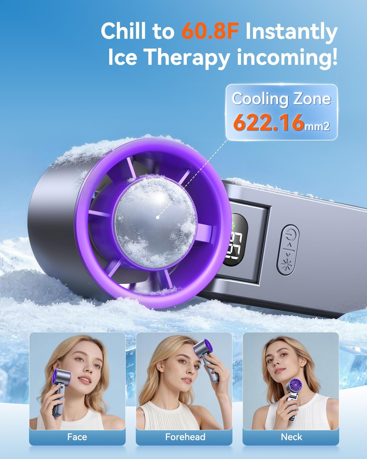 Skiennix Portable Handheld Turbo Fan - 199 Speed Personal Cooling Fan | 20H Rechargeable Battery, Grey Purple